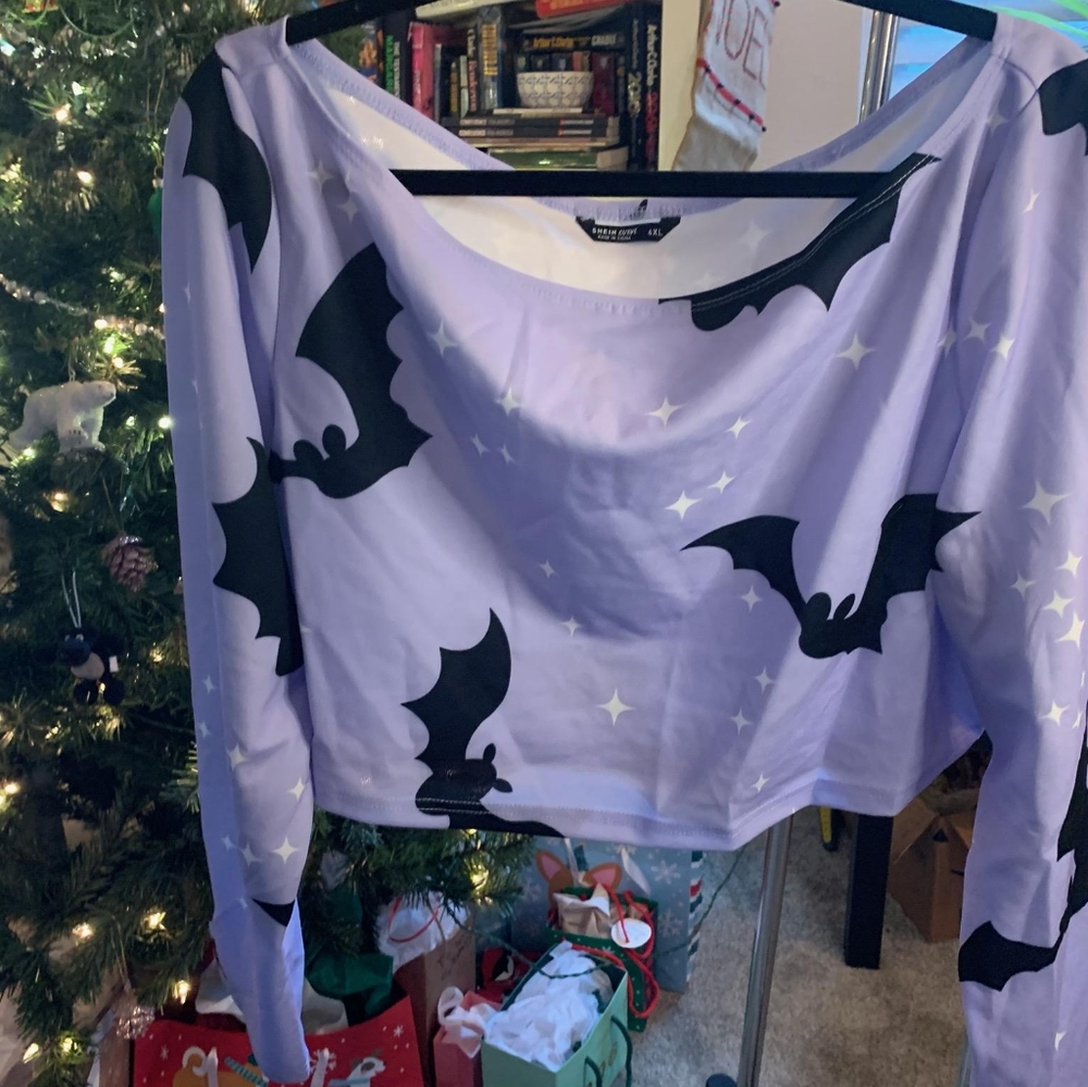 Purple bat crop top